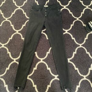 Madewell 10” High Rise Skinny Jean with Button Fly, black/gray, size 30TL